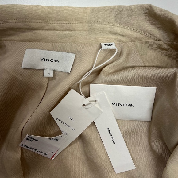 VINCE Drapey Double Breasted Blazer in Cream Size 8 New With Tags - Picture 5 of 16